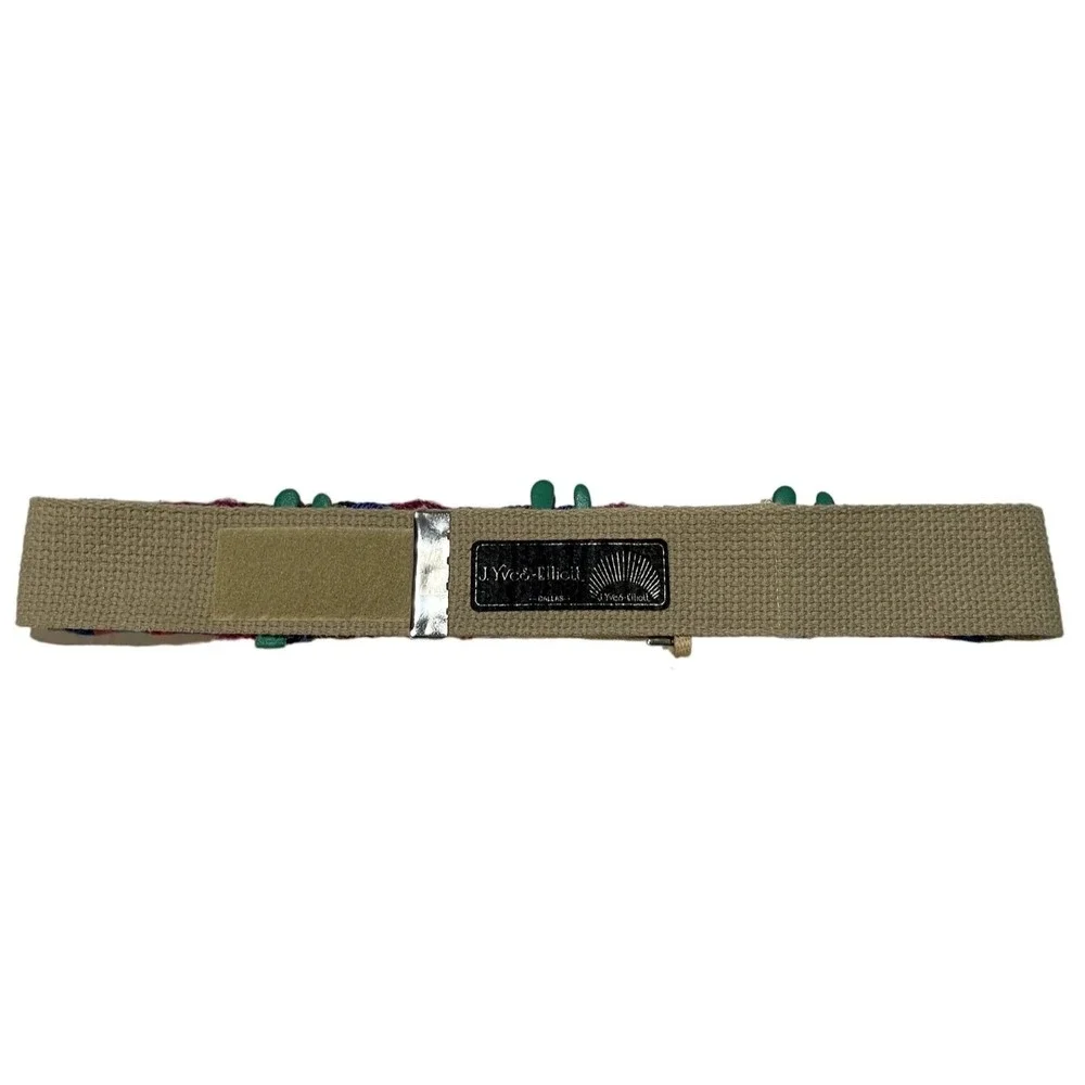 J.‎ Yves-Elliott Dallas Vintage Southwestern Cactus Woven Concho Belt Boho k1